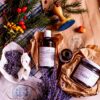 Zestaw prezentowy, 3 produkty: syrop lawendowy 180 ml + olejek lawendowy 50 ml + 2 świeczki